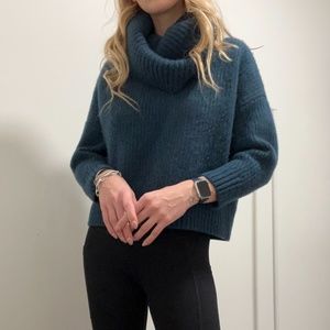 NAADAM 100% CASHMERE RIBBED TURTLENECK Navi Blue XS -S